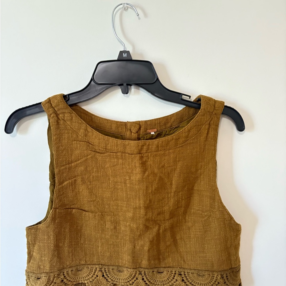 Free People Mustard Tank Top with Crochet Detail
